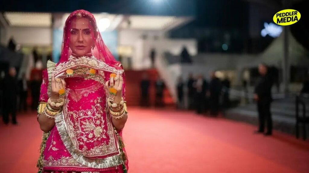 Ruchi Gujjar ghunghat Cannes 2026 red carpet close up Rajasthani traditional look
