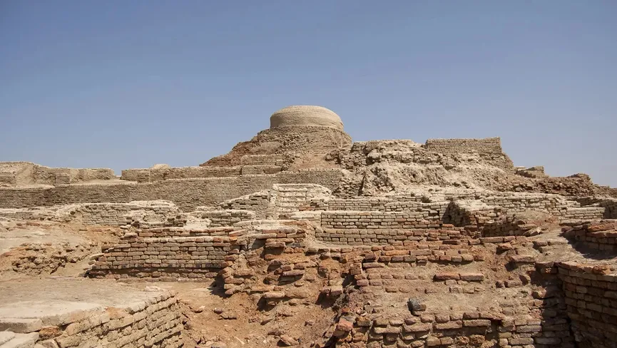 Archaeological ruins of an ancient Indus Valley Civilization rakhigarhi with brick structures