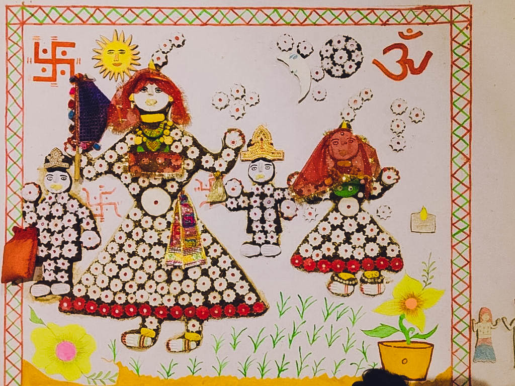 Traditional Shanji folk art made during Navratri in Haryana