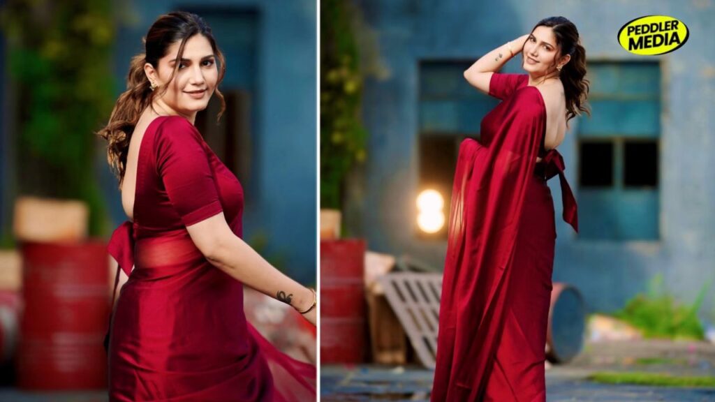 Sapna Choudhary red saree photoshoot Desi Queen Haryana