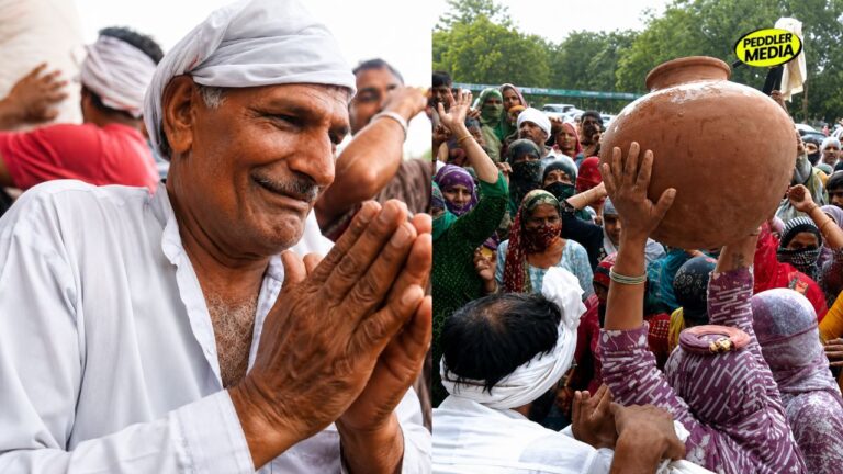 Chanot village Hisar villagers demanding clean drinking water at protest site