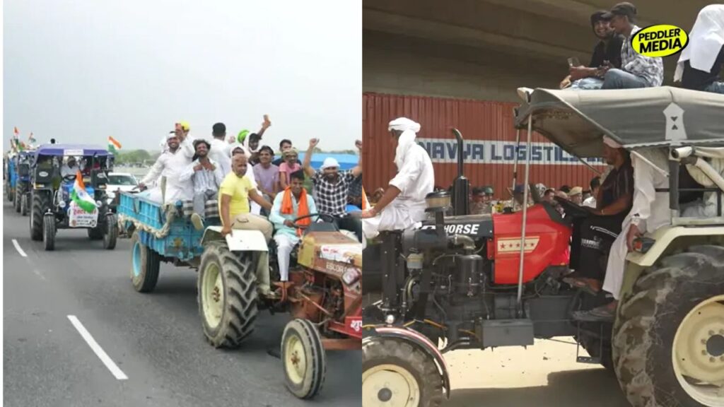 Chanot village tractor march towards DC office Hisar
