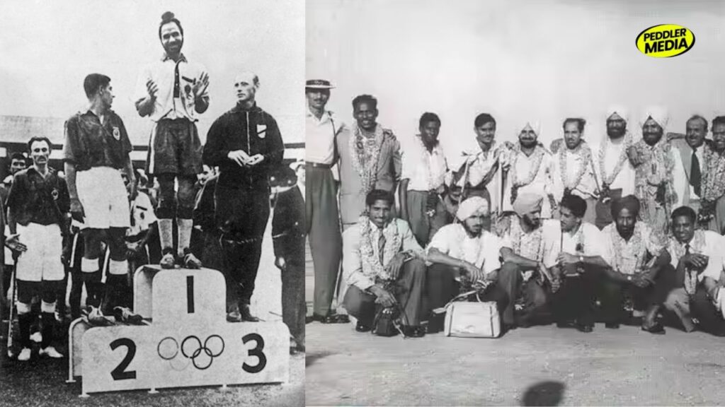Indian athletes at 1956 Olympics podium — army veterans from Haryana who built India's early Olympic legacy