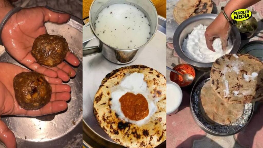Traditional Haryana diet — bajra laddoo, lassi, dahi and bajra roti — the high-protein dairy-rich food that fuels Haryana Olympic medals