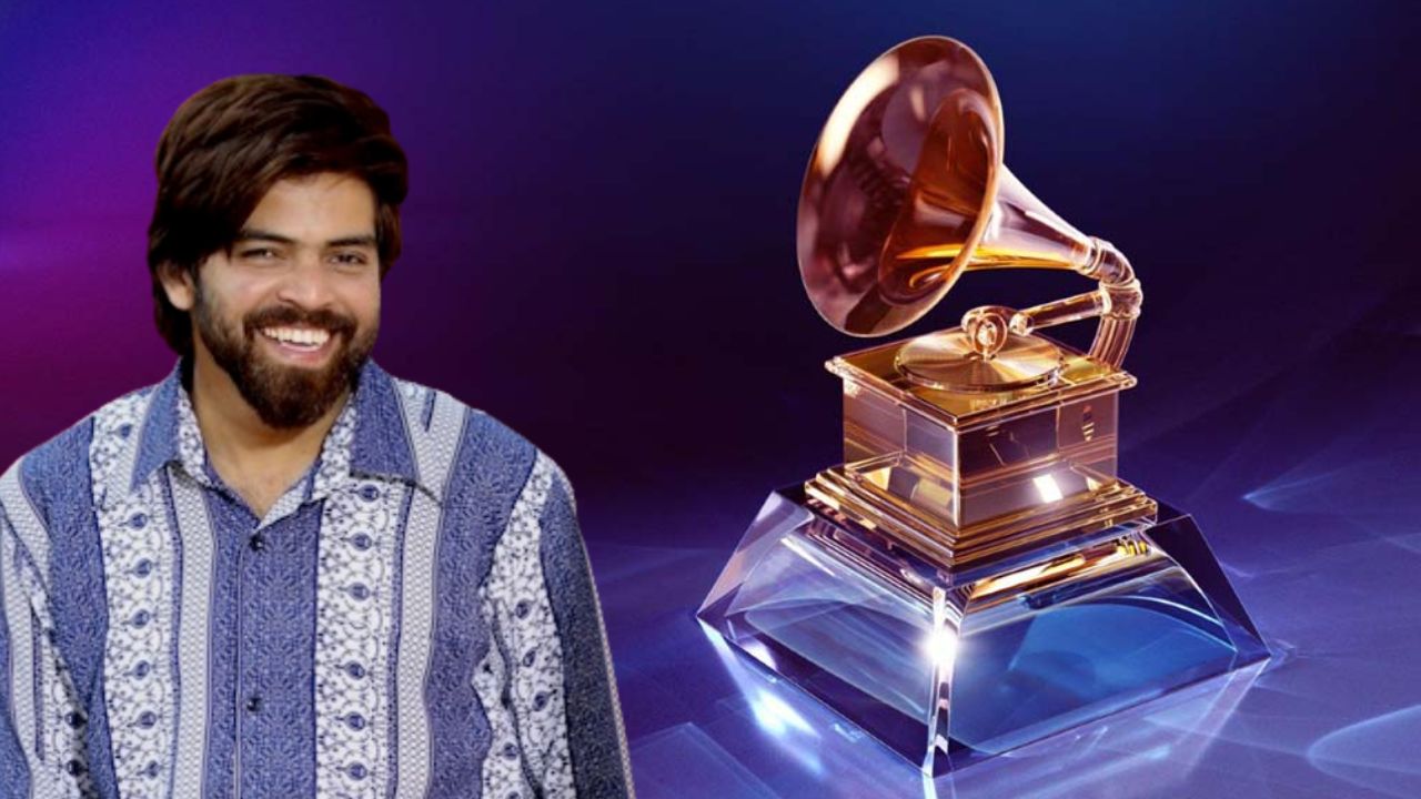 Haryanvi singer Masoom Sharma with Grammy Award trophy