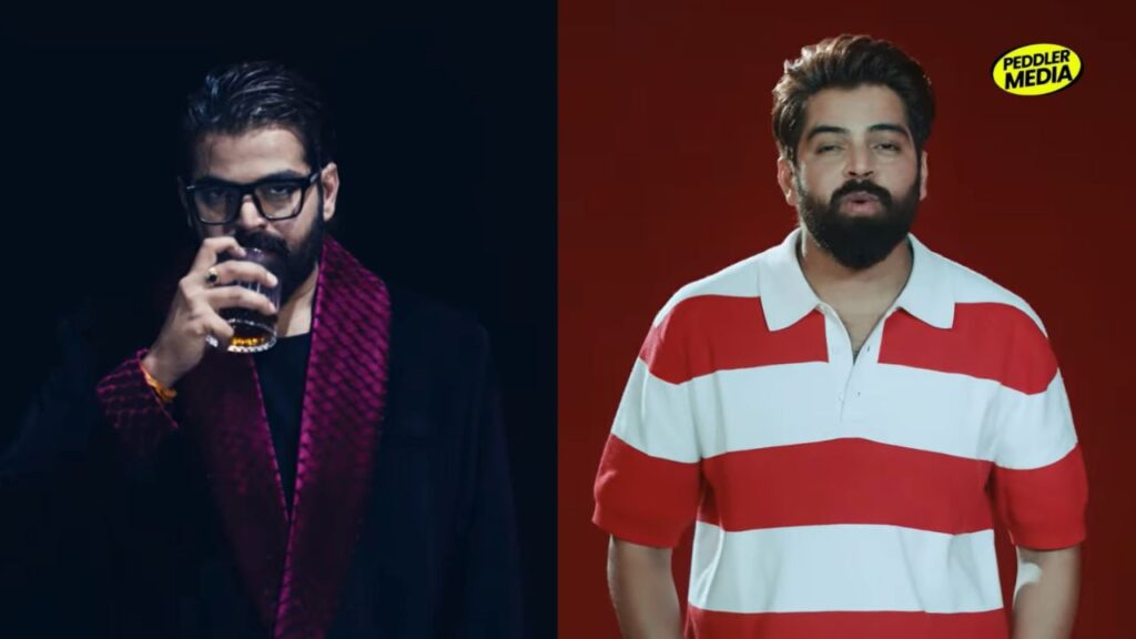Masoom Sharma two different looks in Main Vohe song velvet jacket and red white polo