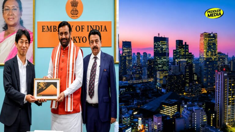Haryana CM at Embassy of India Tokyo during Japan visit with Tokyo skyline