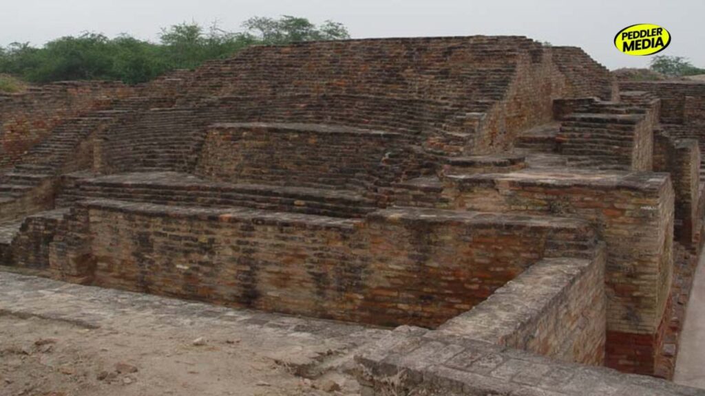 Ancient brick ruins at Agroha Mound in Hisar, Haryana, showcasing the archaeological remains of the historic city believed to be the capital of Maharaja Agrasen.