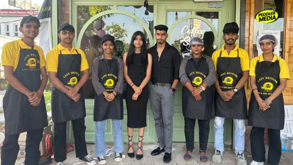 Ambala girl Amanat Tuteja with Cafe Beings team outside Ambala outlet