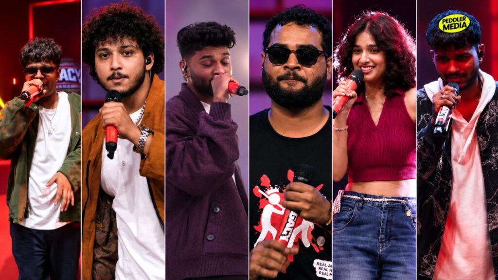 Six contestants performing on Legacy Episode 1 including Vishi, Kons, Prathamesh, Vanithar, Gamak, and Akki