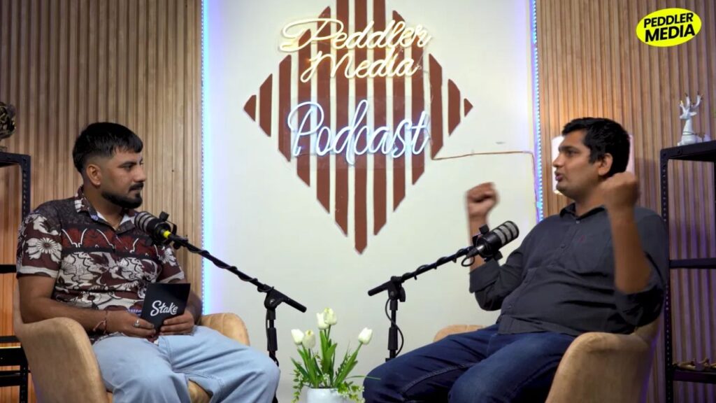 Journalist Mandeep Punia during his interview on the Peddler Media podcast, discussing Haryana's media and youth crisis
