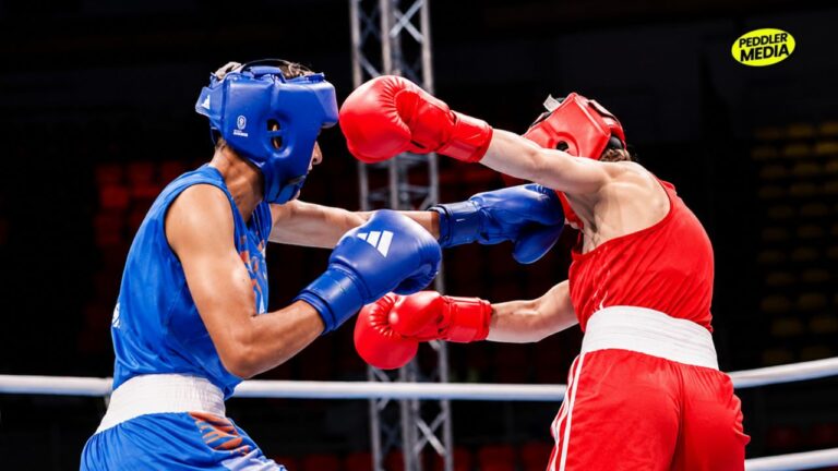 A symbolic visual of a boxing match representing the legacy of Haryana boxer Mehtab Singh.