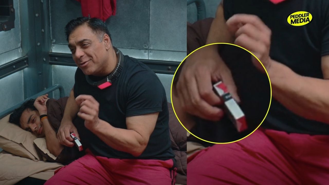 Ram Kapoor smoking cigarette box holding in a jail cell during Lock Upp Season 2 Episode 10