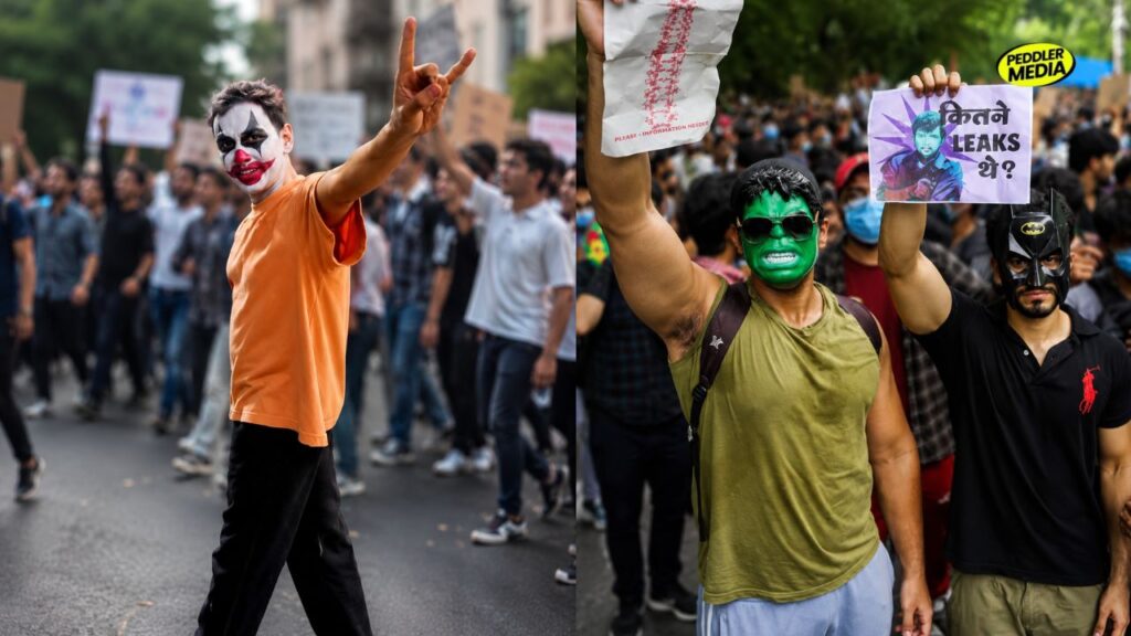 youth protest delhi Joker and Hulk Batman cosplay looks