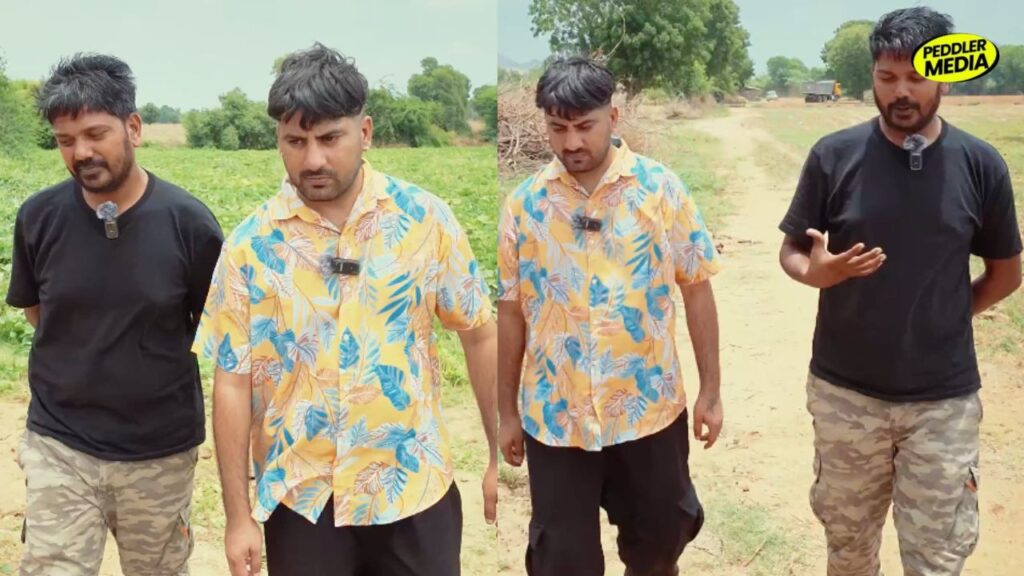 Vivek Sharma walking with Peddler Unfiltered host through farmland in Jawai during interview