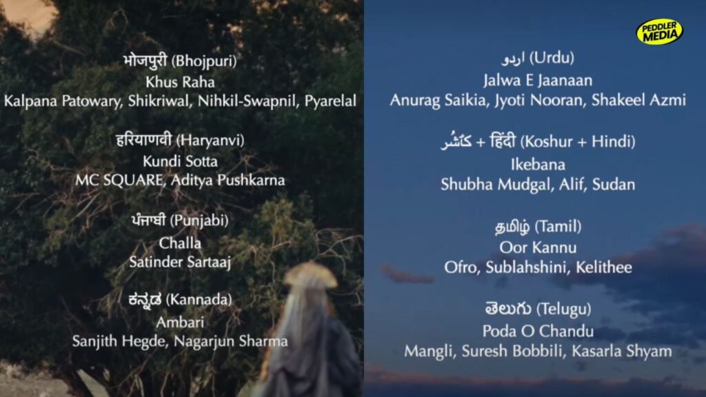 Maati Season 2 full track list showing eight regional languages and featured artists
