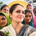 Mushroom Lady of Haryana Dr. Sonia Dahiya with rural women at a mushroom farm
