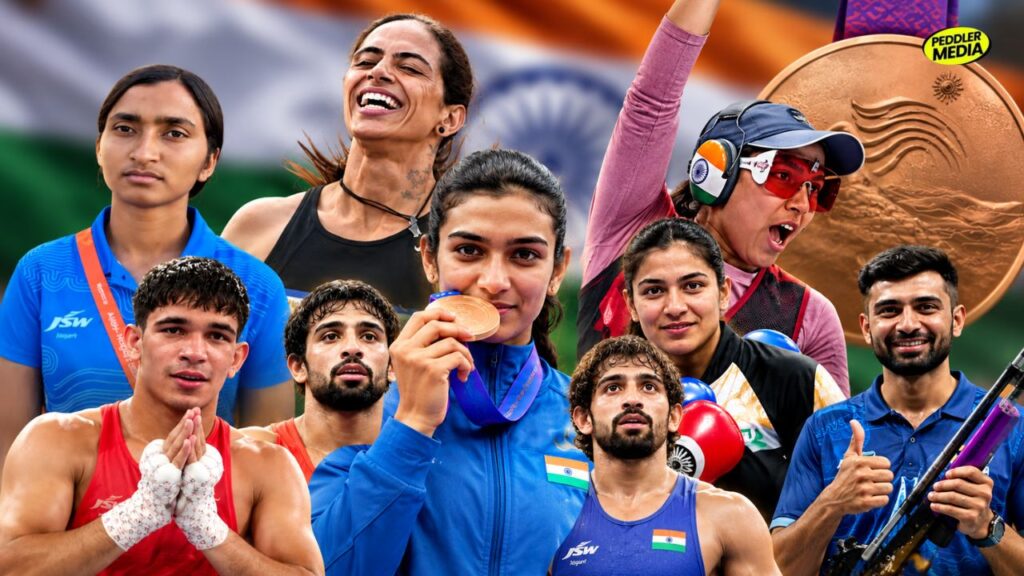 Asian Games 2026 Haryana Gold Medal Winners including Aman Sehrawat, Sujeet Kalkal, and Neeru Dhanda celebrating victory for India