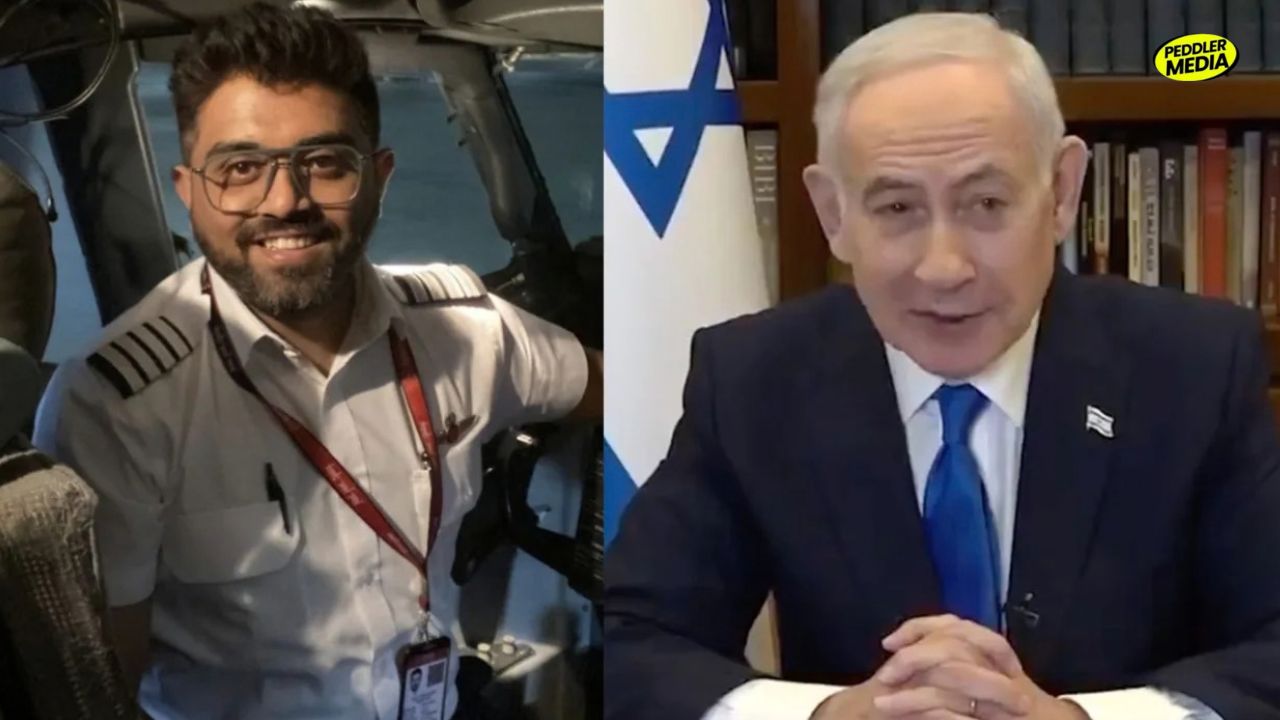 Indian pilot Captain Smit Machchhar and Israeli PM Benjamin Netanyahu