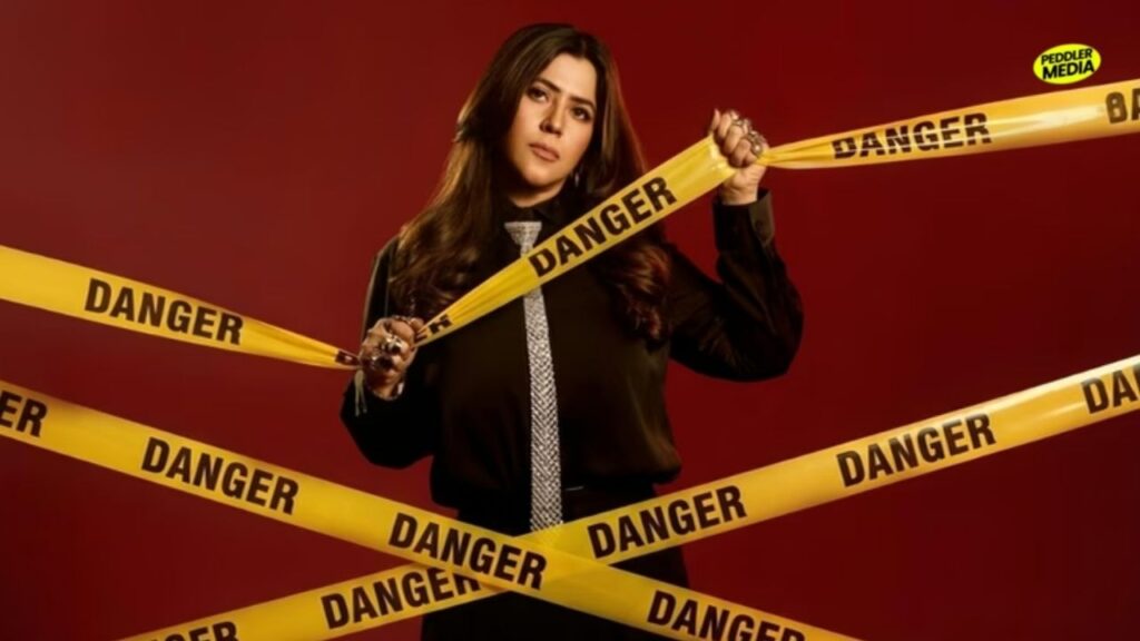 Ektaa Kapoor Bollywood producer feature image with yellow danger tape for Peddler Media article