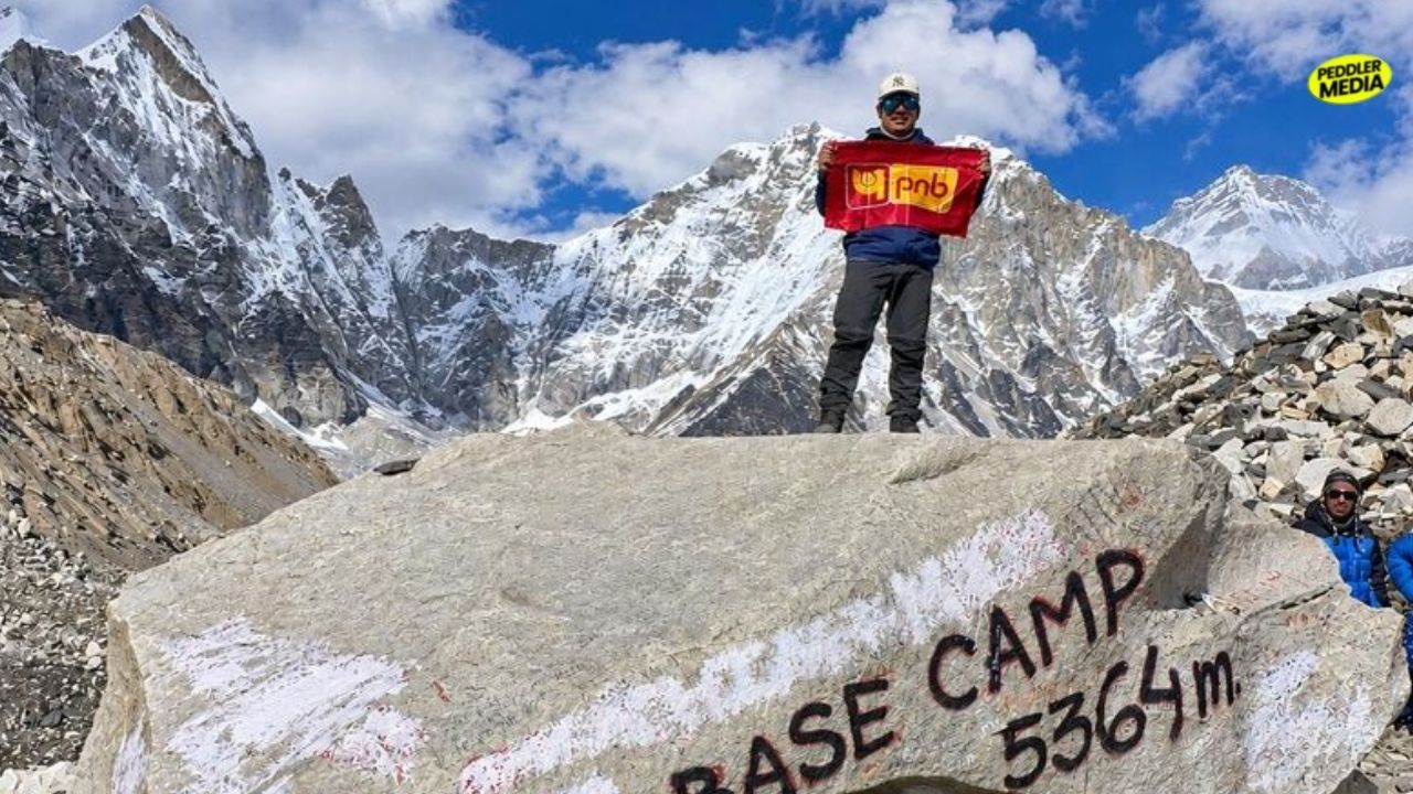 Everest Base Camp at 5,364 metres, reached by Pradeep Mundeja in 2026