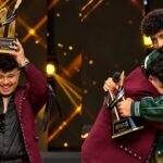 Dhadkan Rapper lifting MTV Hustle 5 winner trophy and getting an emotional hug from head judge Badshah on stage